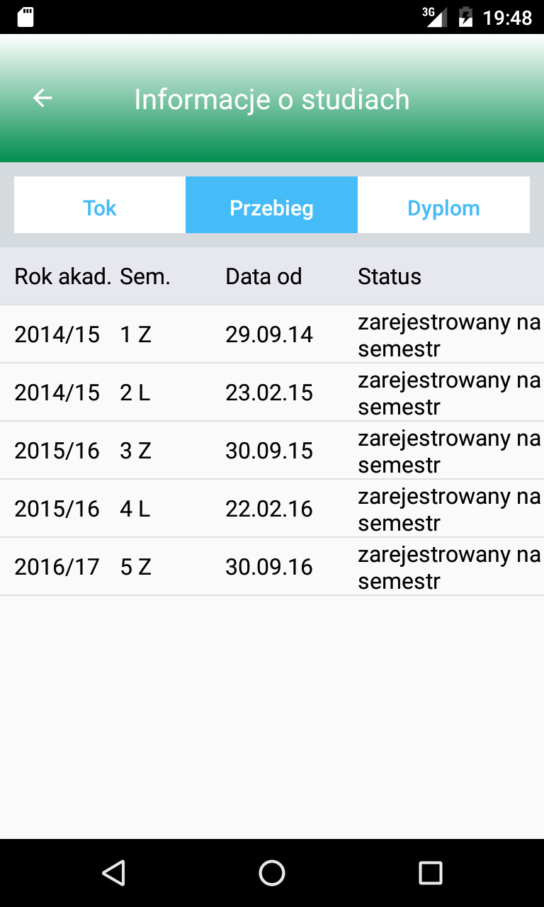 Aplikacja mZUT z podglądem informacji o studiach.